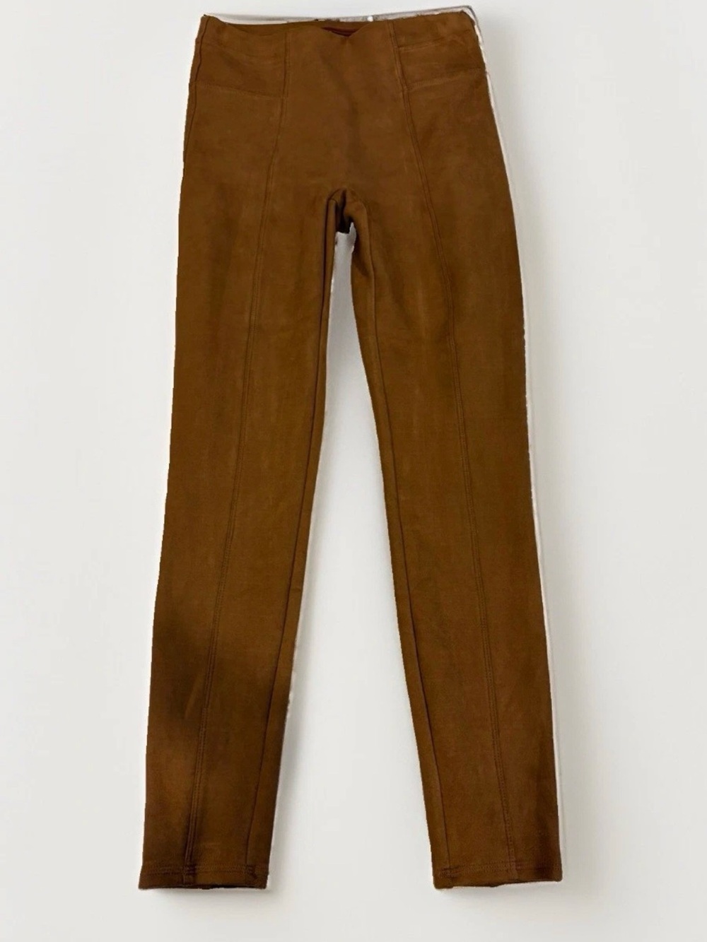 Spanx Brown Faux Suede Leggings Size Medium High Waist Slimming Stretch Pants